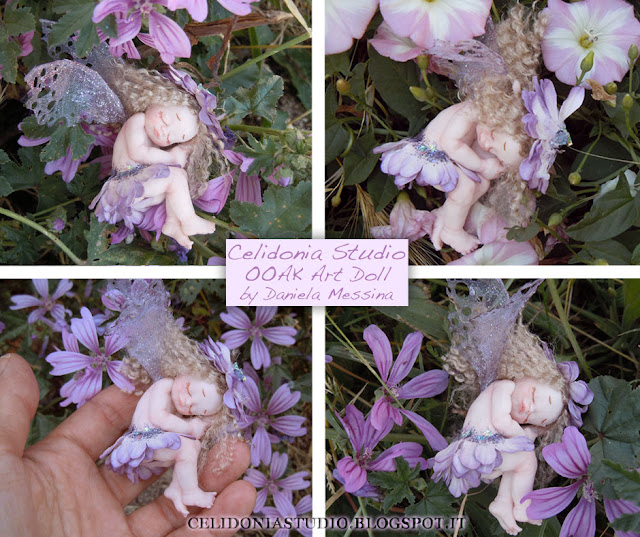 Violet Sleeping Fairy - Fatina Addormentata in Pasta Sintetica - Celidonia