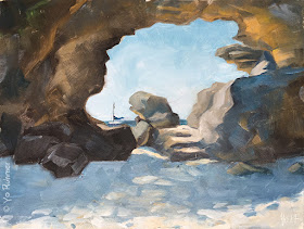 Whole in the rocks, trou dans les roches, oilpainting, peinture à l'huile