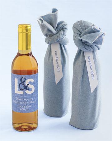 Fabric wine bottle wraps Currently trending at weddings right now are 