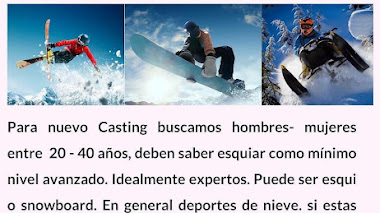 CASTING CALL CHILE: Se buscan HOMBRES y MUJERES entre 20 y 40 años que sepan esquiar para PUBLICIDAD