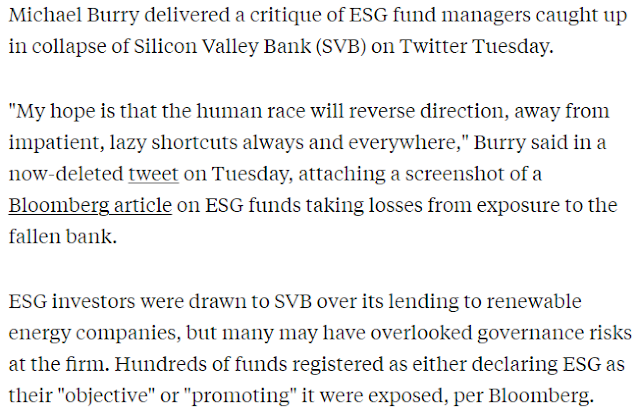 Michael Burrys kritik mot ESG-fonders investeringar i den nu kollapsade Silicon Valley Bank