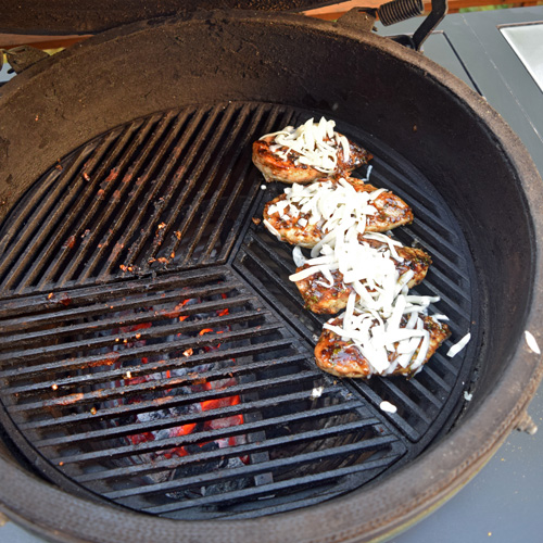 bacon caprese chicken on a kamado grill