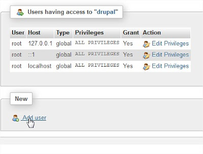 Add New User For drupal Database