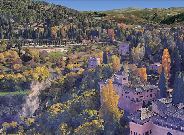 Generalife. Alhambra de Granada. Google Earth.