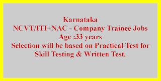 NCVT/ITI+NAC - Company Trainee Jobs in Karnataka