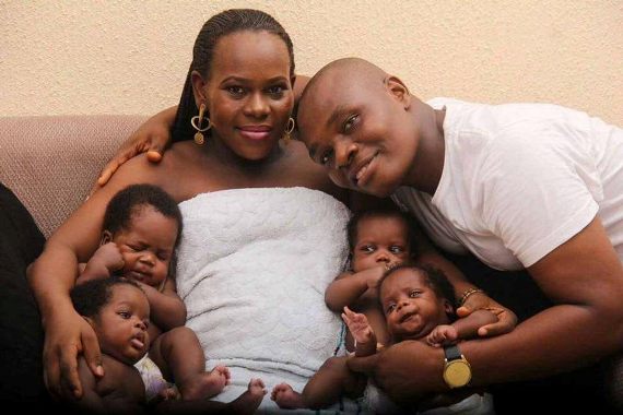Adorable photos of Nigerian couple and their quadruplets 