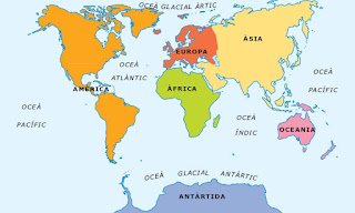 Resultat d'imatges de mapa continents i oceans