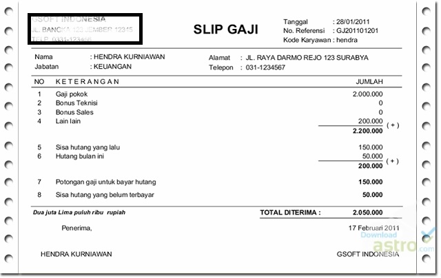 Contoh Slip Gaji Malaysia Excel