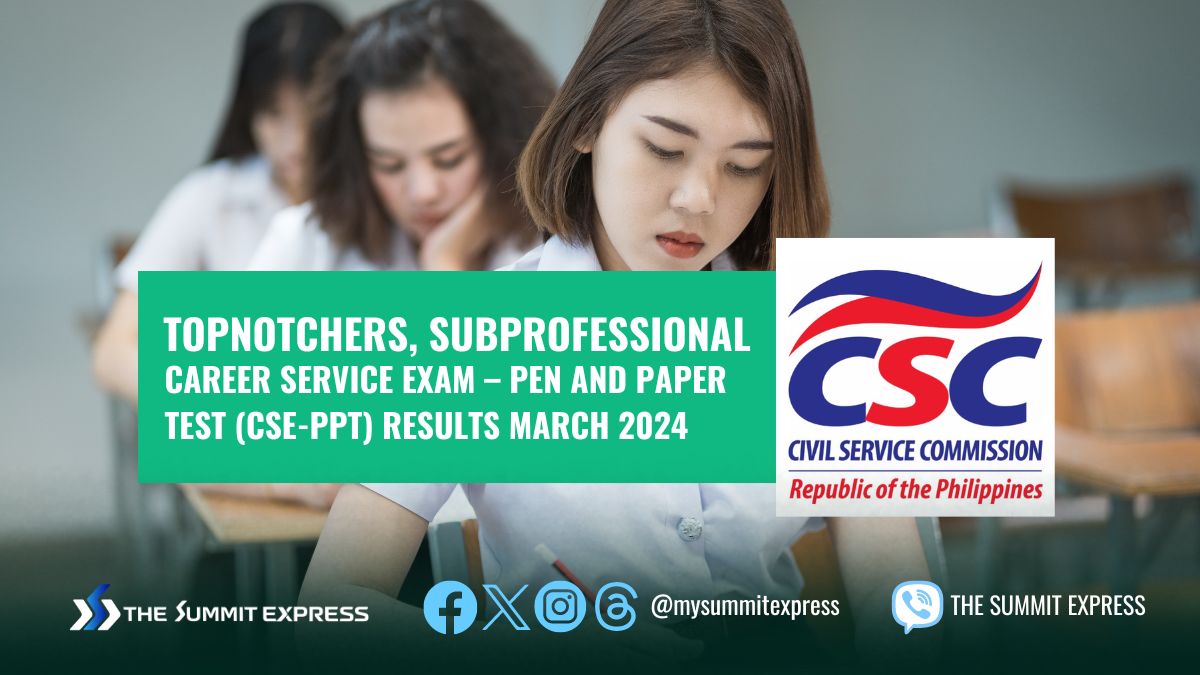 TOP 10 PASSERS: March 2024 Civil Service Exam SubProfessional Level