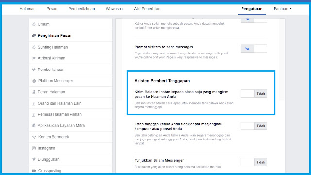 Cara Mengaktifkan Auto Reply Pesan Fanpage Facebook