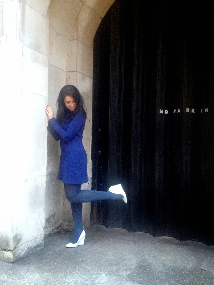 London fashion blogger Emma Louise Layla in white leather ALDO wedge heels