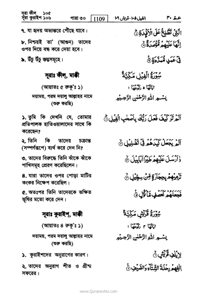 সুরা কুরাইশ বাংলা অর্থসহ | কোরআনের ১০৬ নং সূরা।