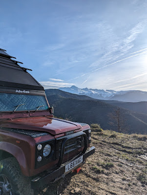 Defender Camper in the Spanish Pyrenees