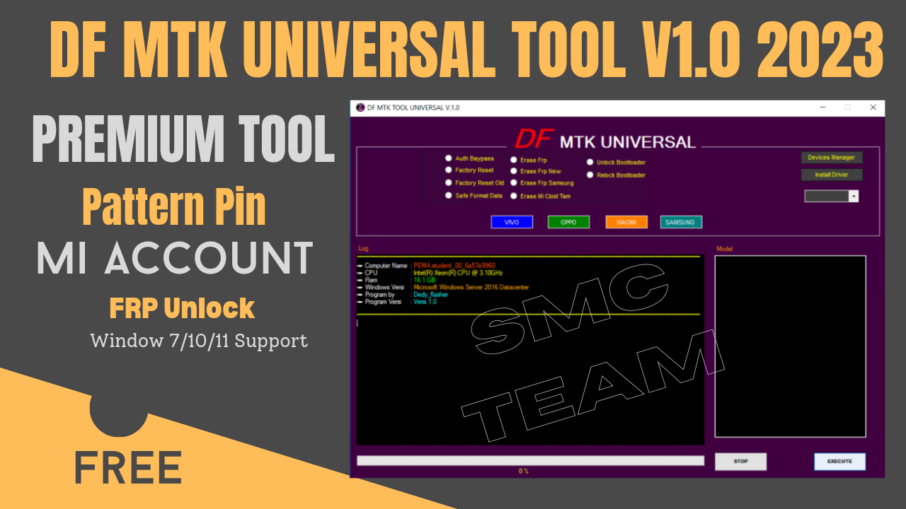 Download DF MTK Universal Tool V1.0 For VIVO, OPPO, Realme, Samsung, Unlock Free Tool