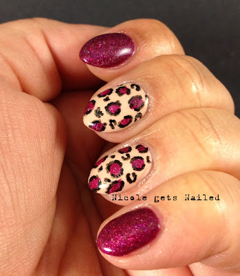 Purple and Nude Leopard Print Nails