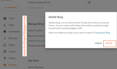 Delete Blogger Blog Permanently 2