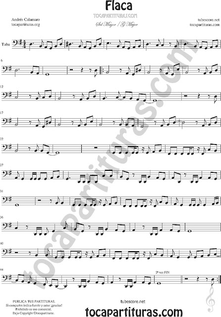 Flaca Partitura de Tuba Flaca Sheet Music for Tuba