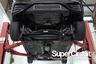 SUPERCIRCUIT Front Lower Brace is installed to the 2018 Perodua Myvi gen3 undercarriage chassis.