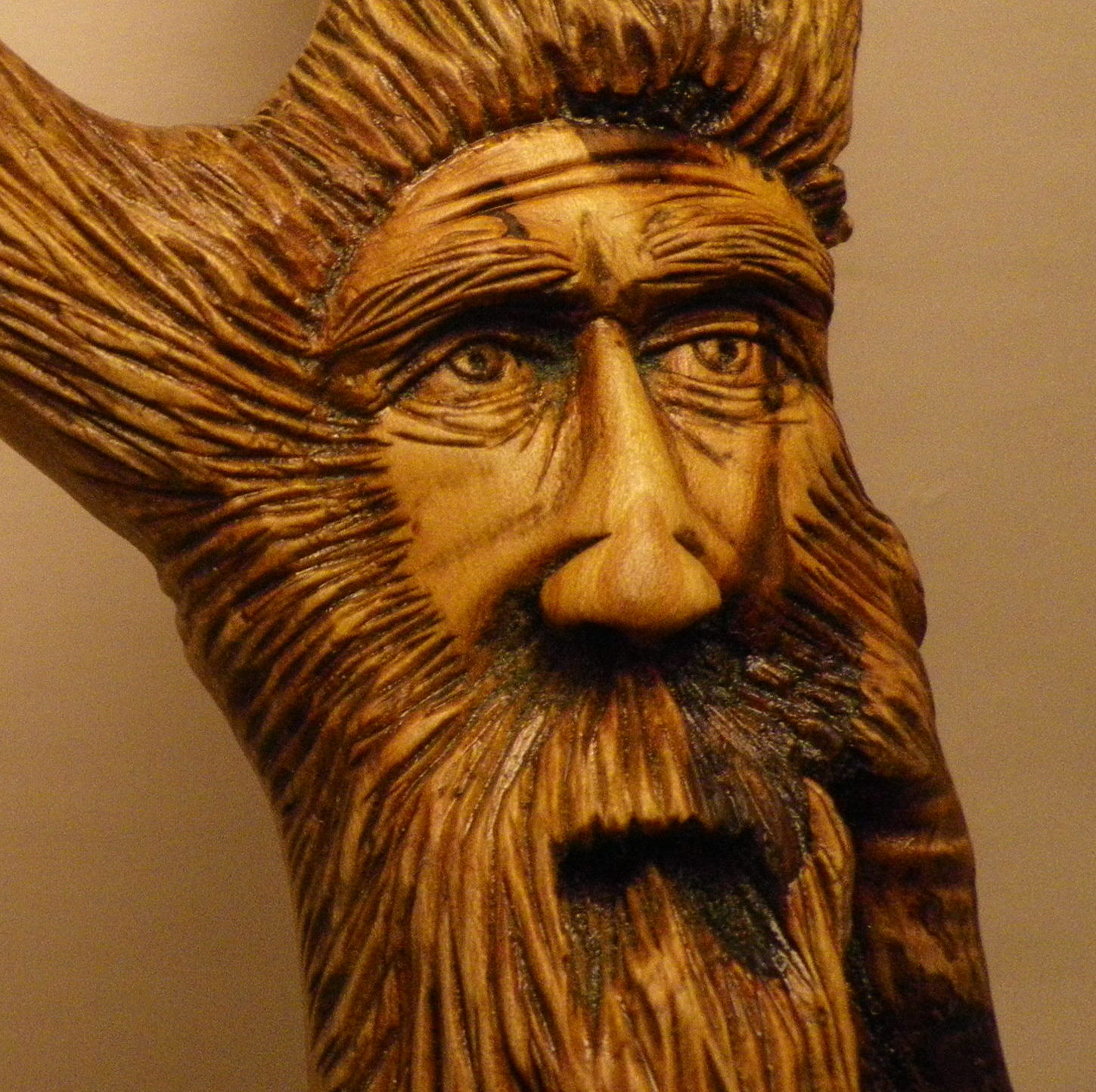 Woodwose Carving: Dogs Friend, Found Wood Carving