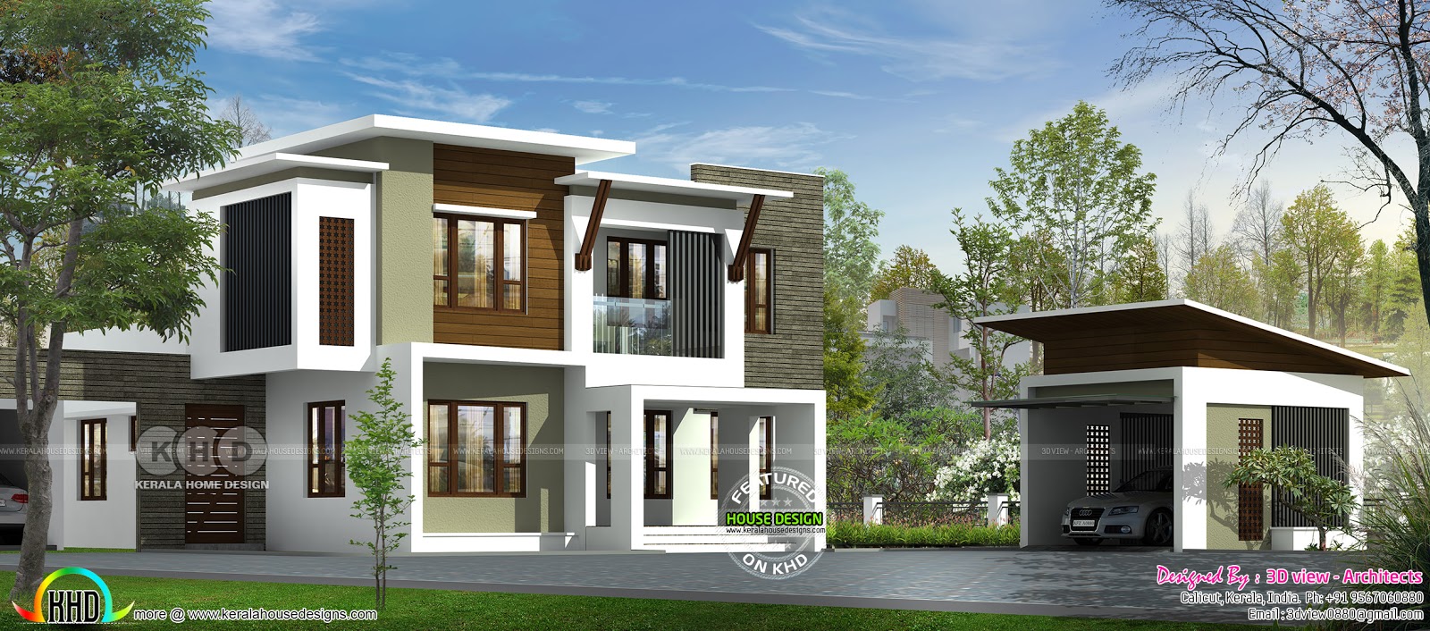 Contemporary house  design by 3D  view  architects Kerala 