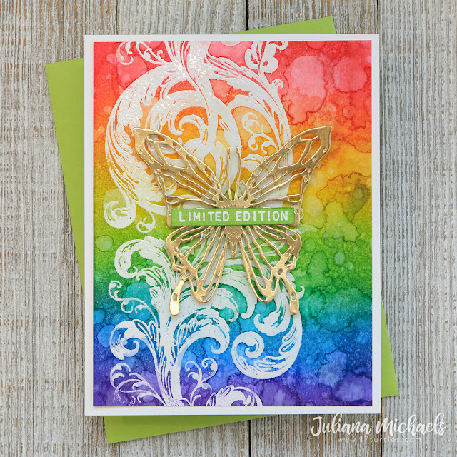 Distress Ink Rainbow Background Card by Juliana Michaels