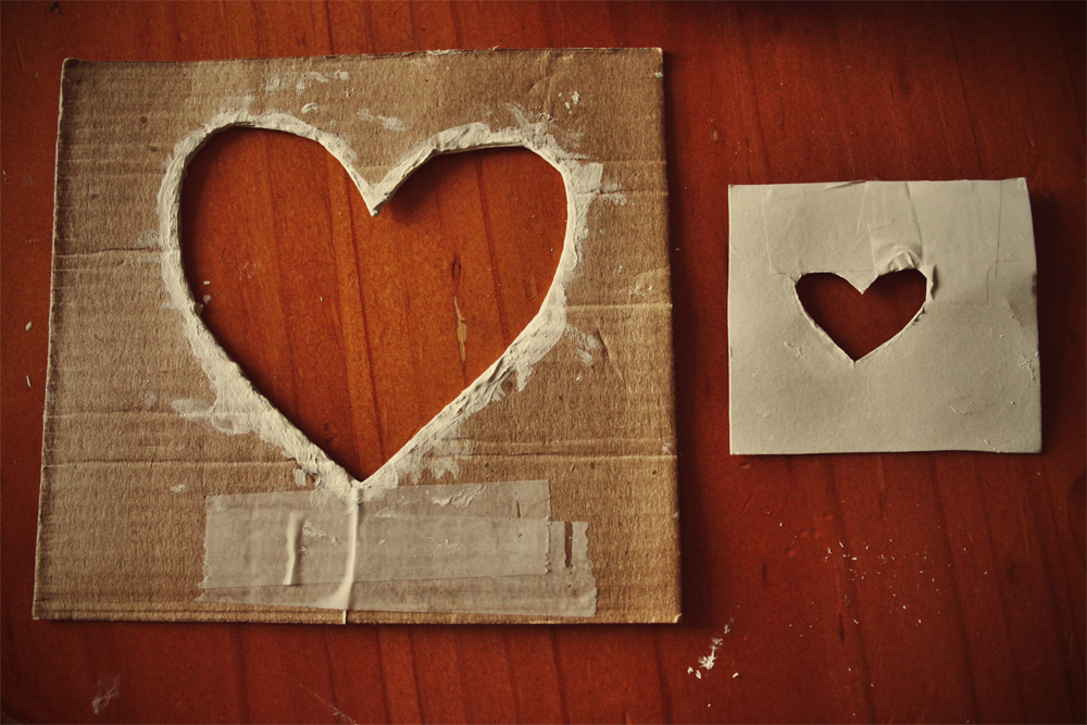 Make your stencils Draw one large love heart and one small love heart or