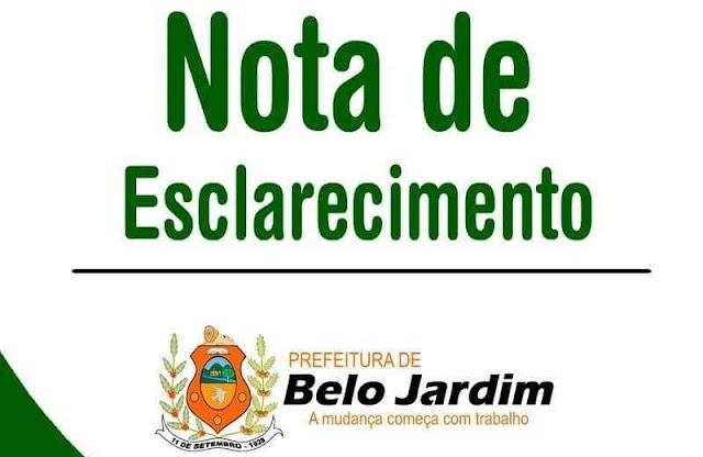  NOTA DE ESCLARECIMENTO DA SEC. DE SAÚDE DE BELO JARDIM