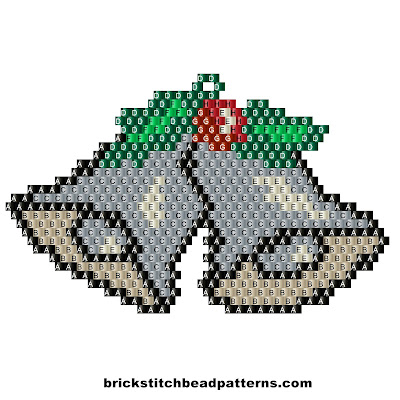 Free brick stitch seed bead earring pattern labeled color chart