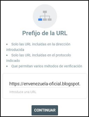 Prefijo de la URL en search console