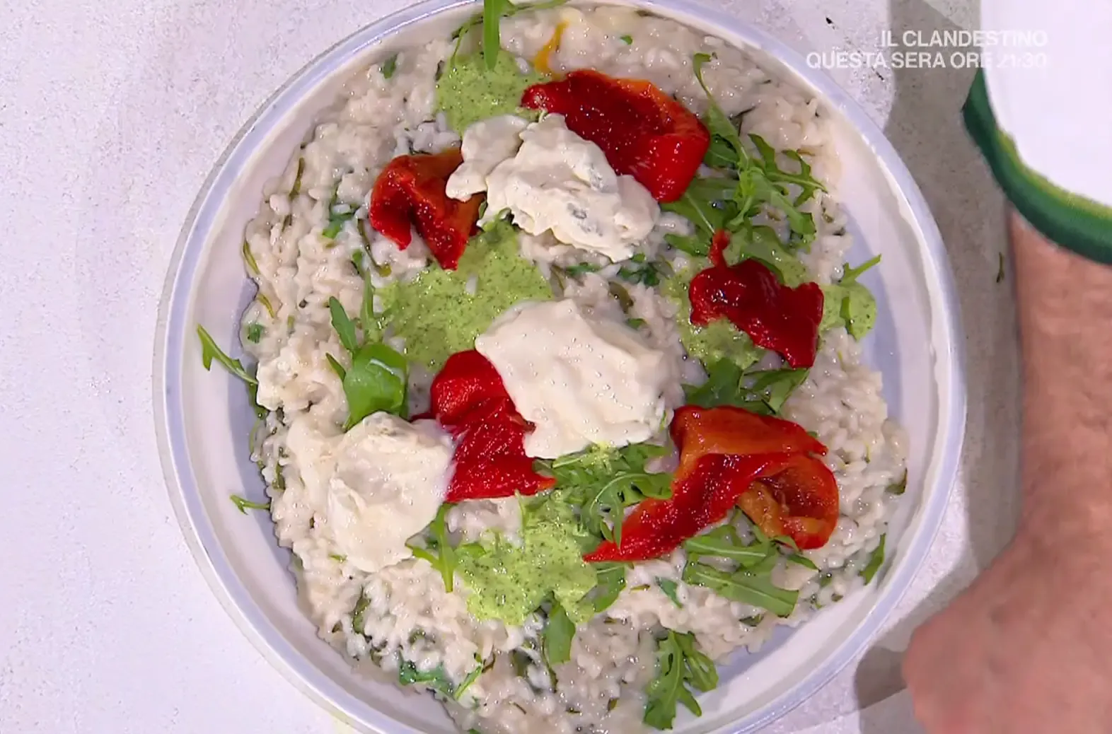 Risotto alla rucola con gorgonzola e peperoni