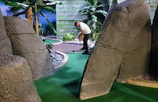 Richard on the Temple Ruins course at Paradise Island Adventure Golf in Manchester