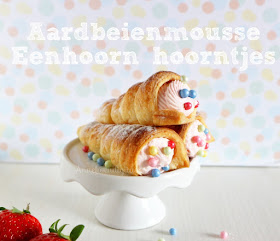 eenhoorn traktatie, recept hoorntjes, hoorntjes zelf bakken, patisse roomhoorntje