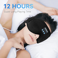 Bluetooth 5.0 Wireless 3D Eye, Mask Sleep Headphones, Lightimetunnel Washable Sleeping Headphones for Side Sleepers With Adjustable Ultra Thin Stereo Speakers Microphone Hands Free for Insomnia Travel