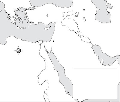 Blank map of the Middle East
