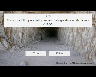 The size of the population alone distinguishes a city from a village. Answer choices include: true, false