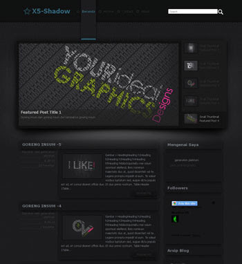 X5 - Shadow template. download blogger template elegant dark. download blogazine blogger template