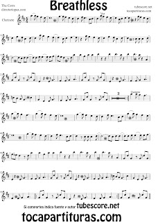 Partitura de Breathless para Clarinete. Partitura de The Corrs (Score, Breathless Flute Sheet Music)