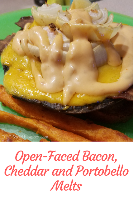 Open-Faced Bacon, Cheddar, and Portobello Melts