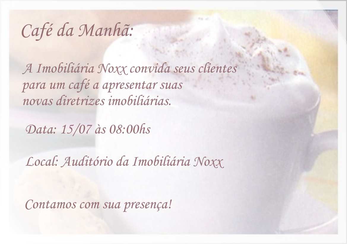 Portfólio Lilian Diniz: Convite Café da Manhã Portfólio Lilian Diniz: Convite Café da Manhã