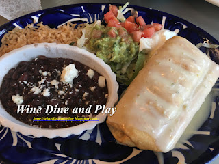 The chimichanga or fried burrito with ground beef at the Grand Hacienda Mexican Cuisine restaurant in Saint Petersburg, Florida