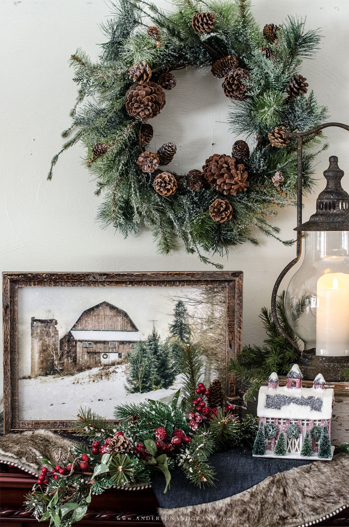 Christmas Fireplace Vignette