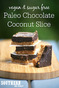 Healthy Paleo Chocolate Coconut Slice Recipe - paleo, vegan, healthy, gluten free, grain free, sugar free, no bake, raw, clean eating recipe 