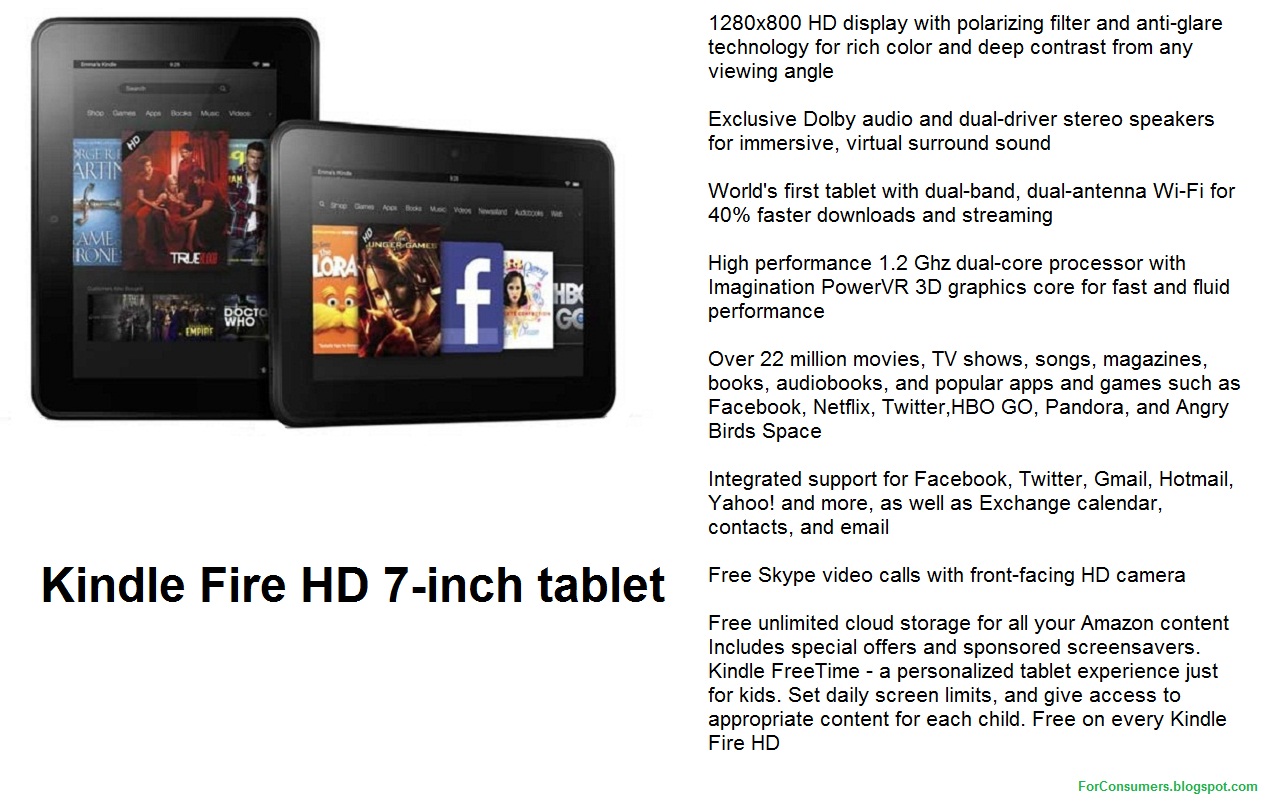 Compare Kindle FIRE HD to the KINDLE FIRE GEN 2 - electronics product ...