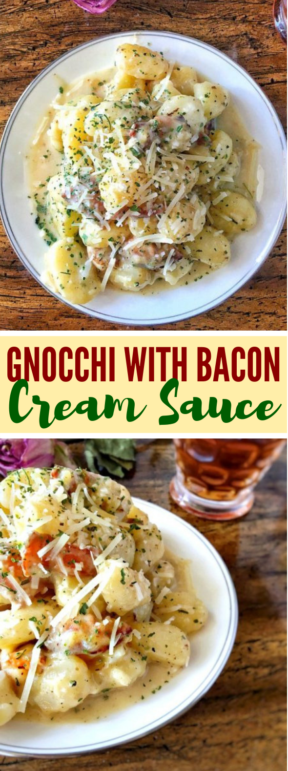 GNOCCHI WITH BACON CREAM SAUCE #dinner #delicious