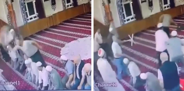 شخص يضرب إمام مسجد بكرسي على رأسه أثناء الصلاة في تركيا