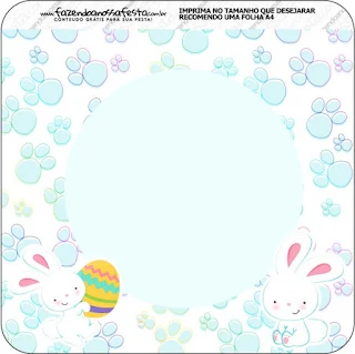 Easter Bunny with Light Blue and White Squares: Free Party Printables.