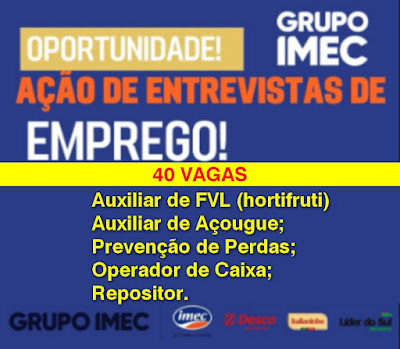 Grupo IMEC faz seleção para Caixa, Repositores, prev. Perdas e outros em Lajeado