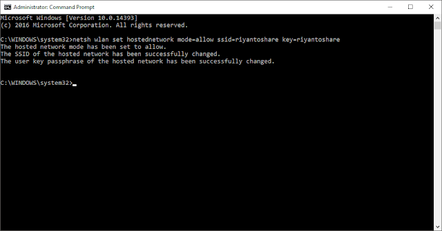 netsh wlan set hostednetwork mode=allow