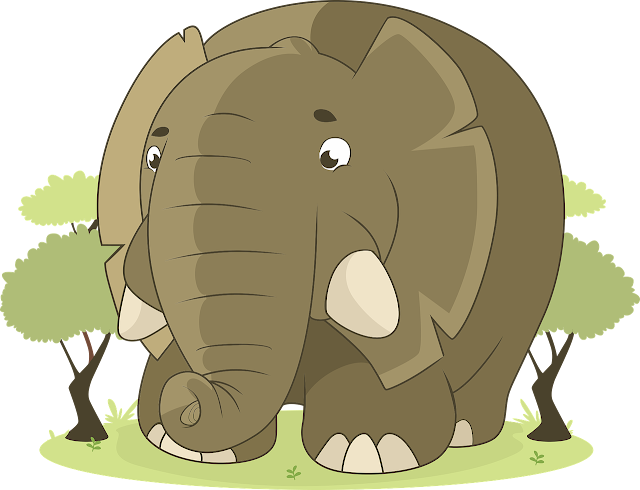 Rysunek słonia na tle drzew