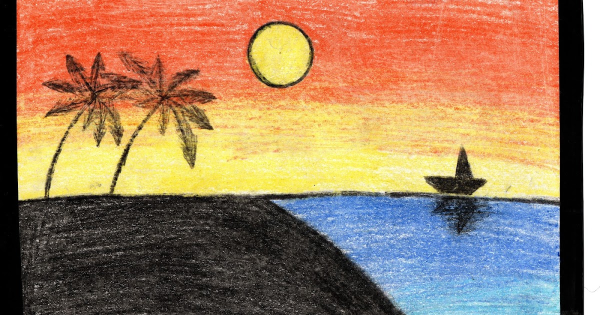 Easy Sunset Scenery Drawing / How to Draw Beautiful Scenery of Sunset with  Pencil - YouTube
